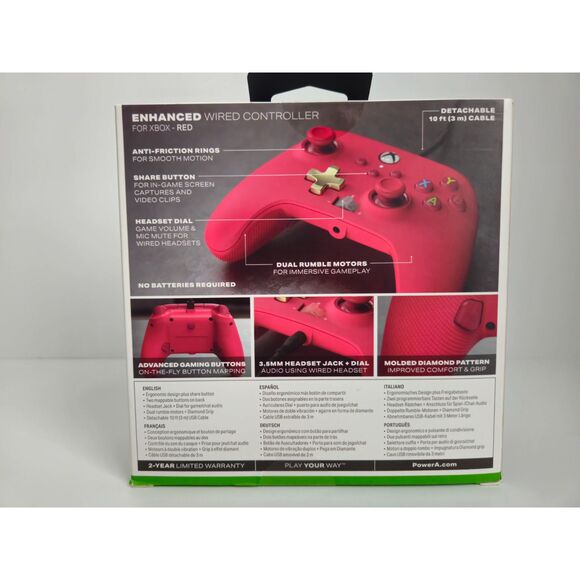 PowerA Enhanced Wired Xbox Controller-RED NEW - Picture 3 of 4
